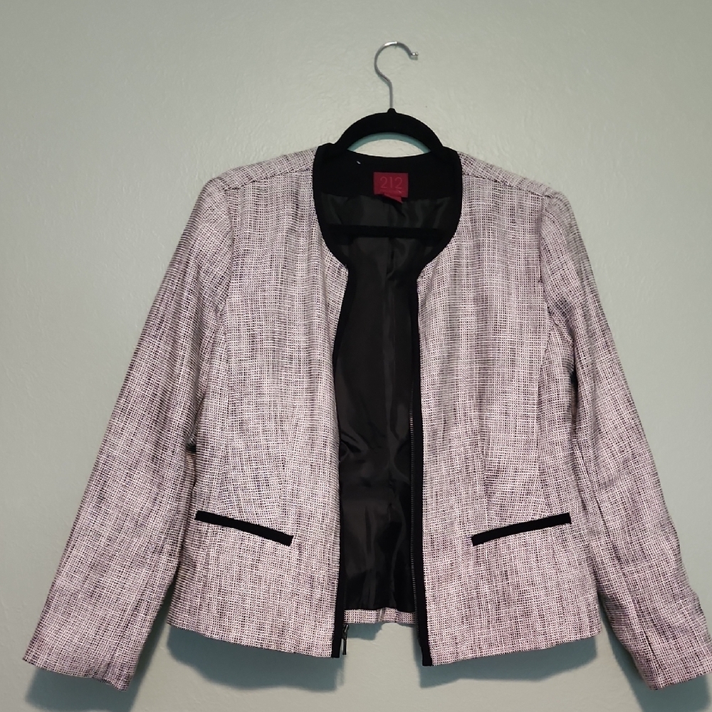 212 Collection Black and White Blazer with Textured Fabric